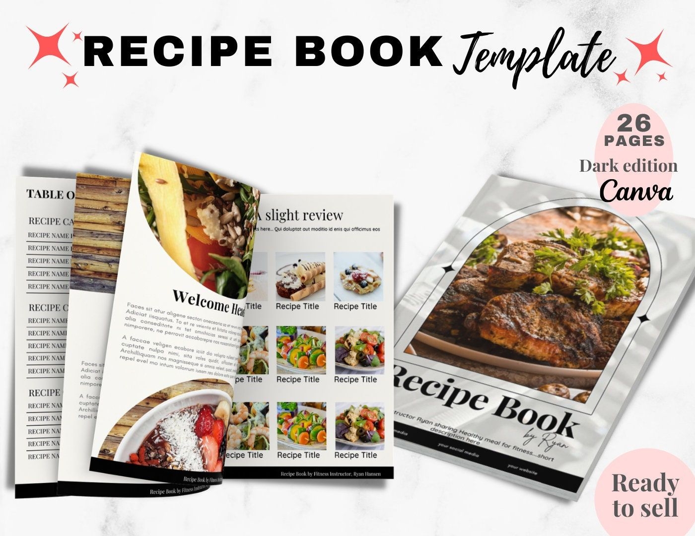Recipe Book Template For Men Printable Recipe Book Template Cookbook